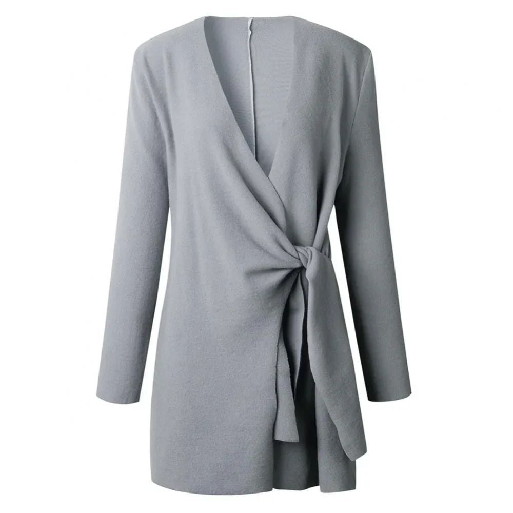 Gilet femme Elin en maille — ceinture à nouer & coupe douce