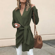 Gilet femme Elin en maille — ceinture à nouer & coupe douce