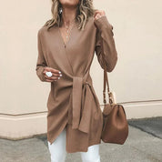 Gilet femme Elin en maille — ceinture à nouer & coupe douce