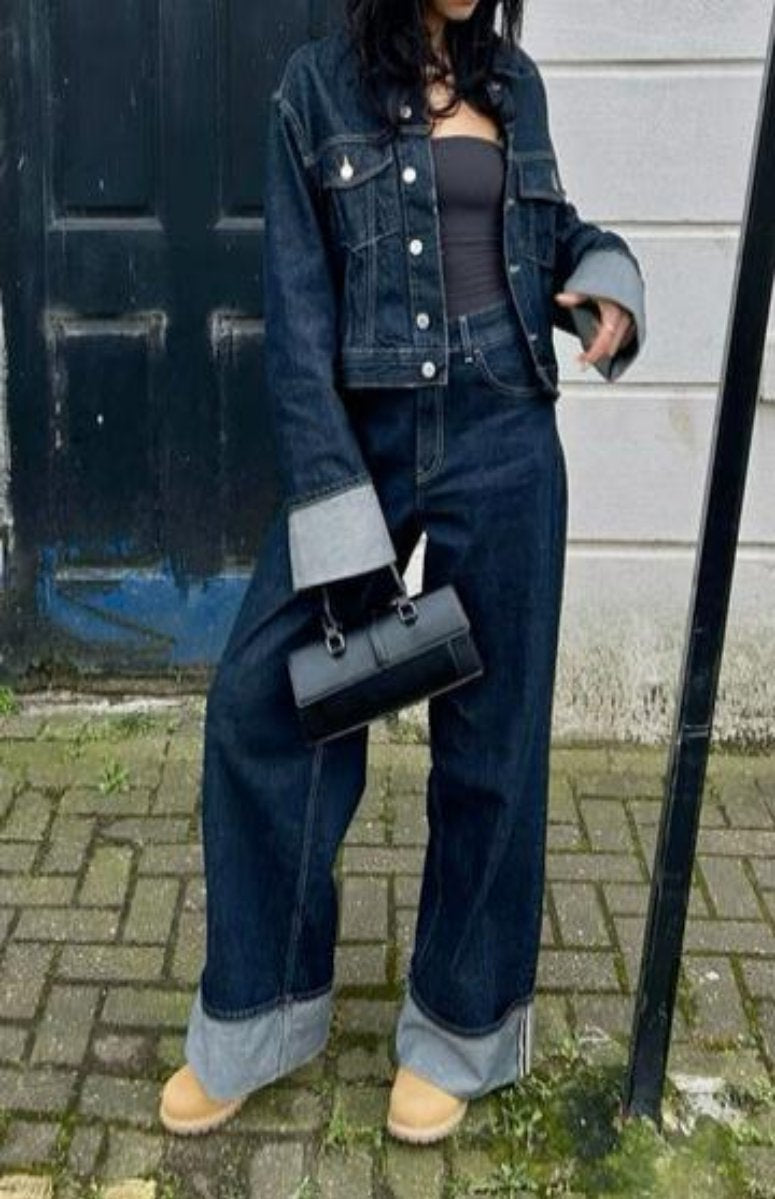 Ensemble Denim Femme GEMMA – Top & Pantalon Bleu Coordonné