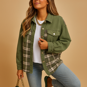 Veste femme Linde à carreaux – coupe décontractée denim look