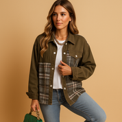 Veste femme Linde à carreaux – coupe décontractée denim look