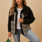 Veste femme Linde à carreaux – coupe décontractée denim look