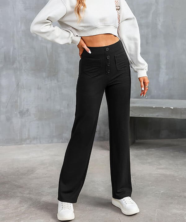 Pantalon ComfortRise taille haute stretch – style casual, coupe droite