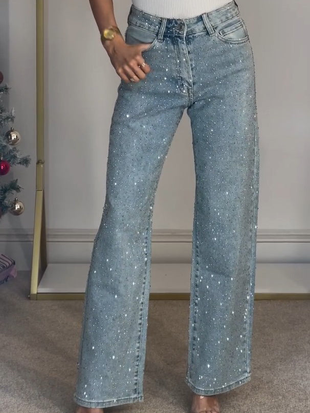 Sabine | Jean Femme Pailleté – Élégant, Confortable & Tendance