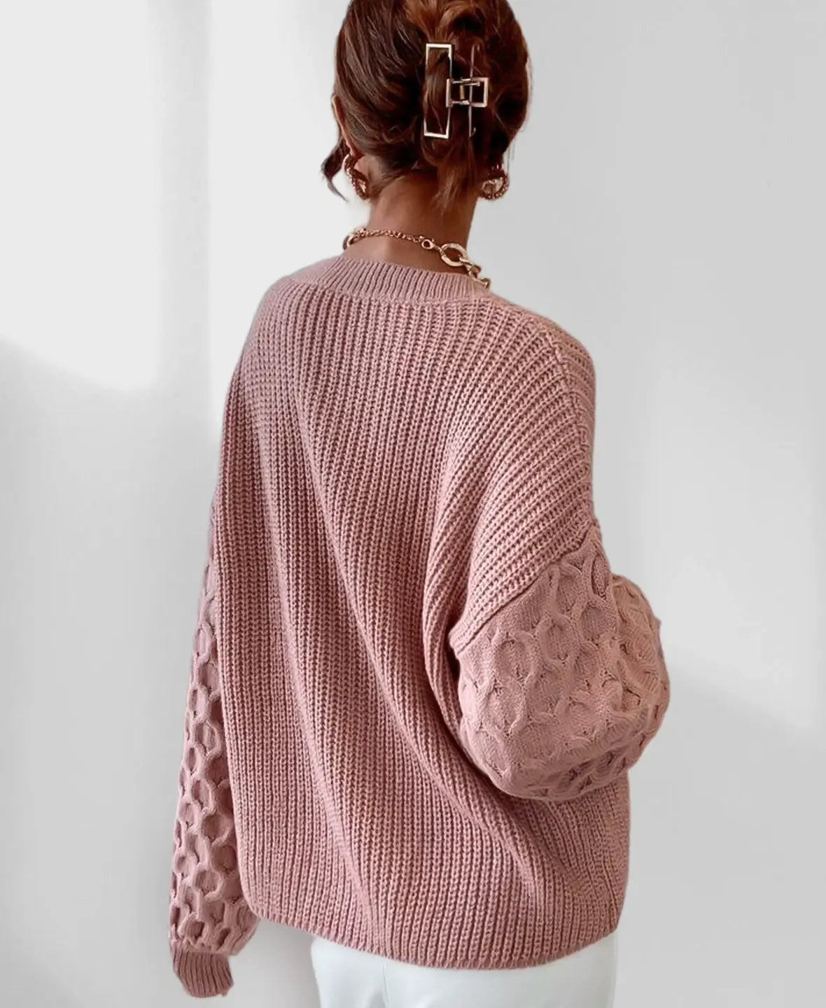Pull Femme Automne Maura – Tricot Doux avec Manches Texturées & Coupe Confortable