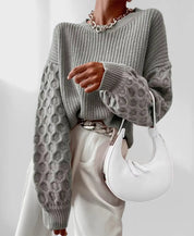 Pull Femme Automne Maura – Tricot Doux avec Manches Texturées & Coupe Confortable