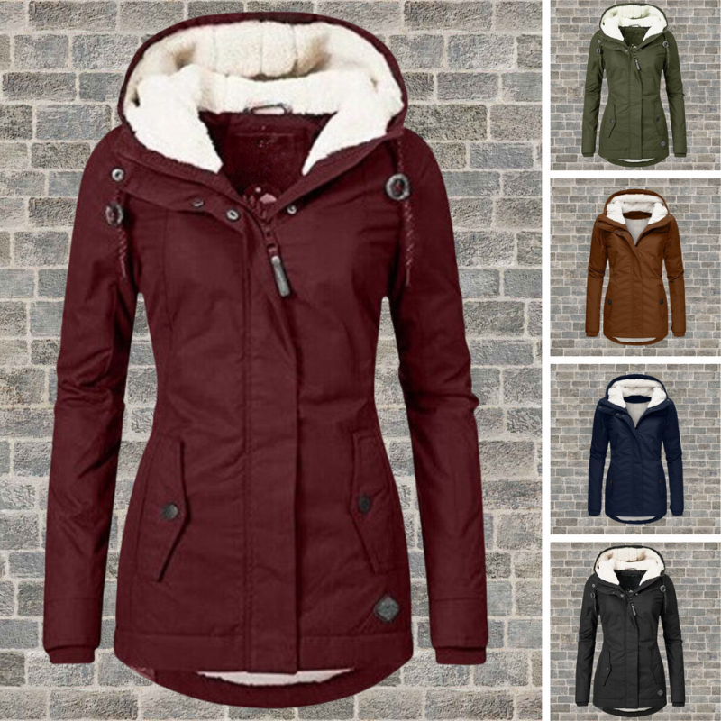 Manteau femme hiver Anne – manteau chaud avec capuche & tissu déperlant
