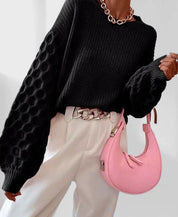 Pull Femme Automne Maura – Tricot Doux avec Manches Texturées & Coupe Confortable