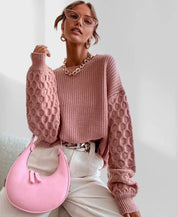 Pull Femme Automne Maura – Tricot Doux avec Manches Texturées & Coupe Confortable