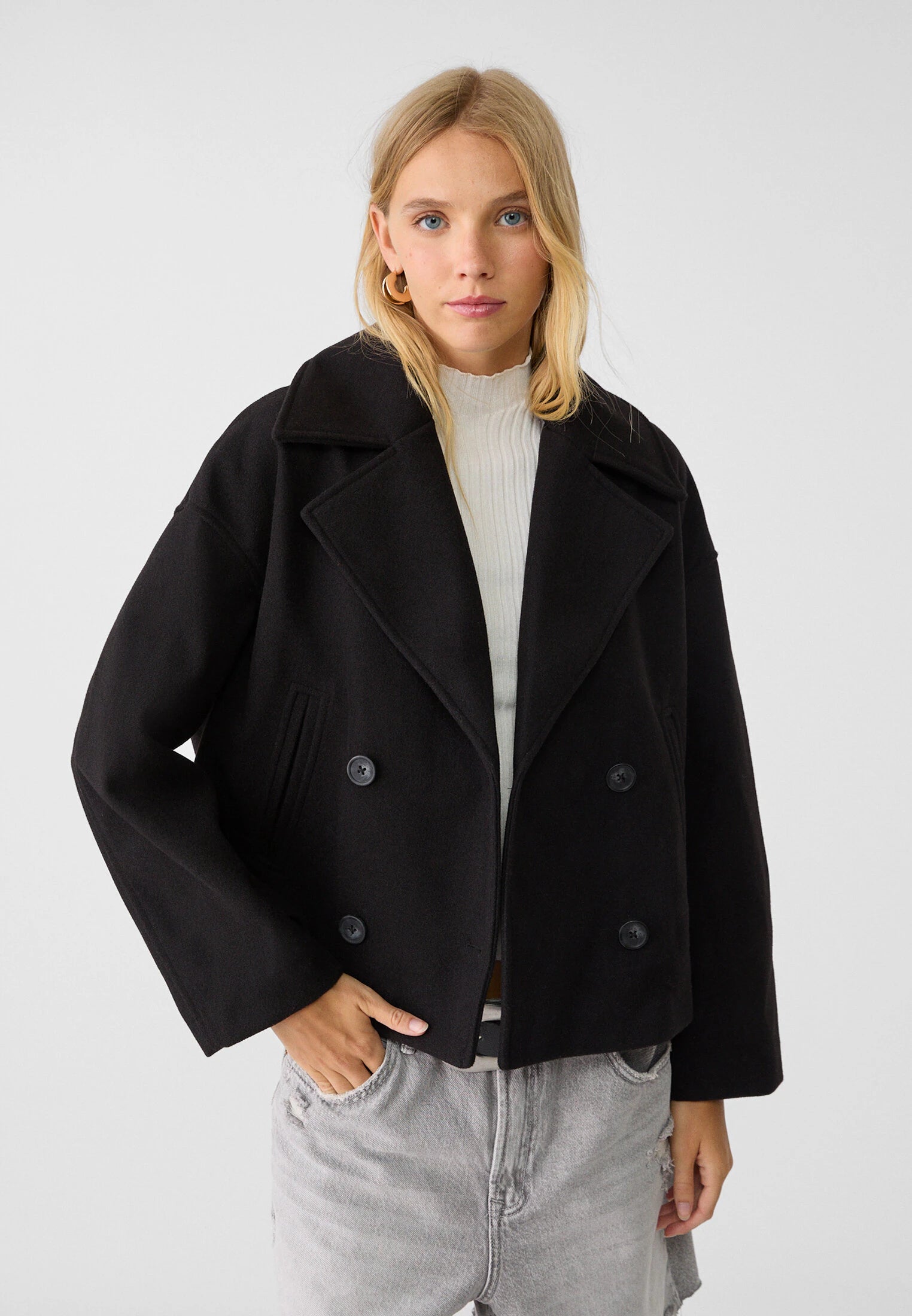 Anna – Manteau femme court élégant | Double boutonnage & chaleur