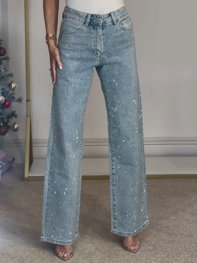Sabine | Jean Femme Pailleté – Élégant, Confortable & Tendance