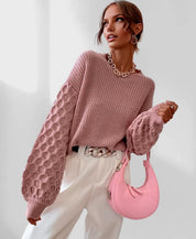 Pull Femme Automne Maura – Tricot Doux avec Manches Texturées & Coupe Confortable