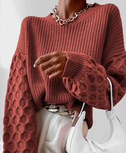 Pull Femme Automne Maura – Tricot Doux avec Manches Texturées & Coupe Confortable