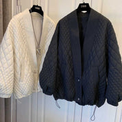 Veste matelassée femme oversize – col côtelé & cordon ajustable