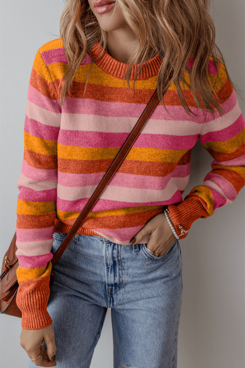 pull femme JOSIE – maille colorée à rayures tendance & coupe confortable