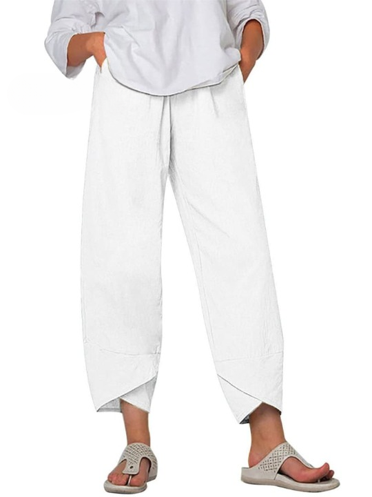 Allure pantalon femme été en coton | Coupe ample & taille élastique | Style décontracté chic