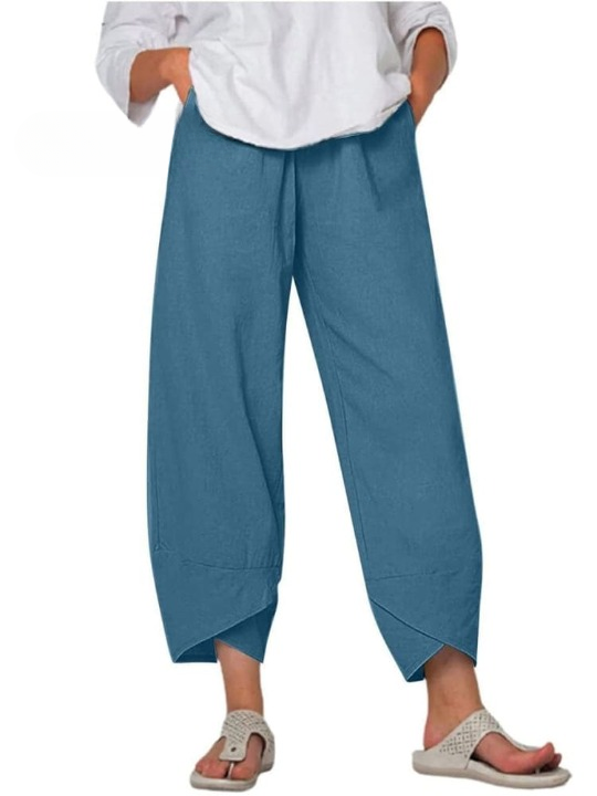 Allure pantalon femme été en coton | Coupe ample & taille élastique | Style décontracté chic