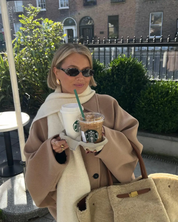 Trench court en laine oversize « Olive » femme — manteau beige chaud mode
