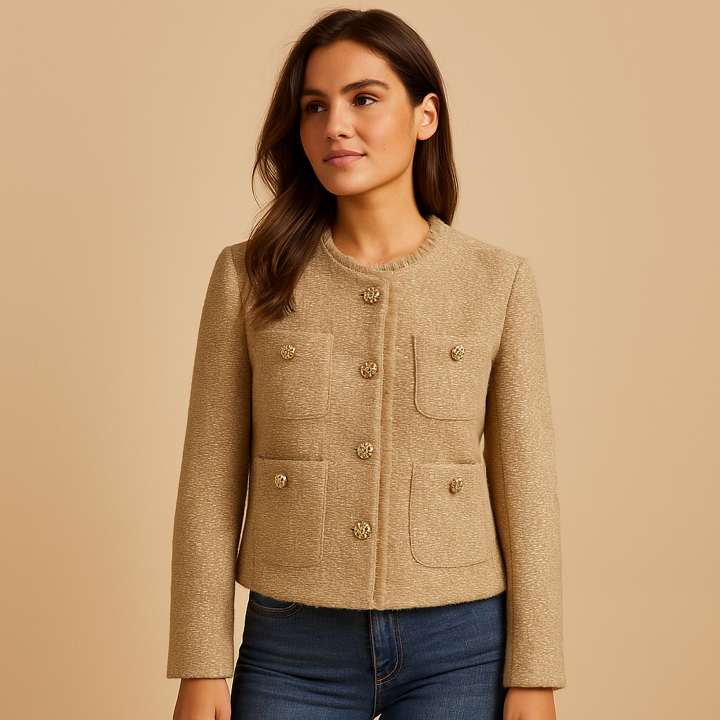Blazer femme Marije en tweed – Coupe structurée et col chic