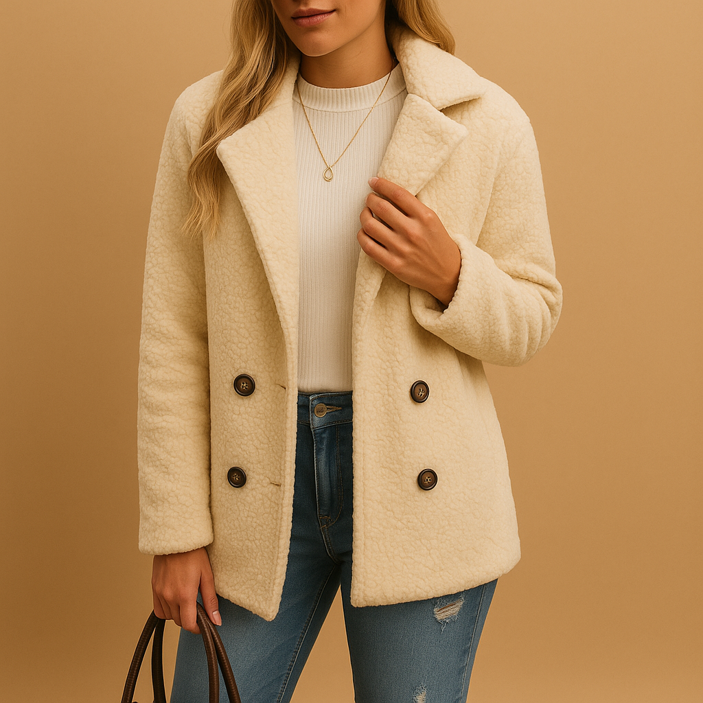 Manteau court femme Lieke – Coupe cintrée élégante & fermeture boutonnée chic