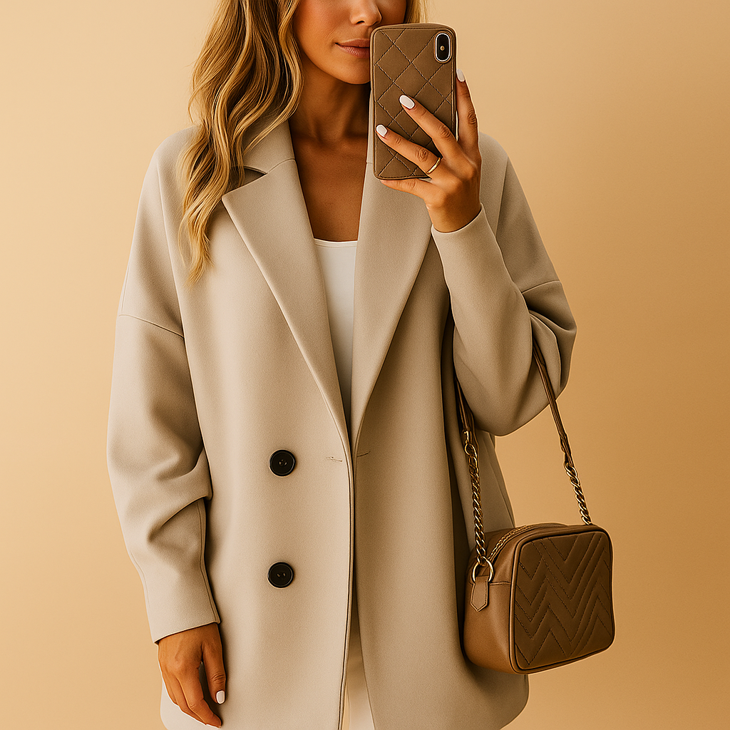 Manteau long femme Veerle – Élégant single-breasted à coupe intemporelle