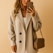 Manteau long femme Veerle – Élégant single-breasted à coupe intemporelle