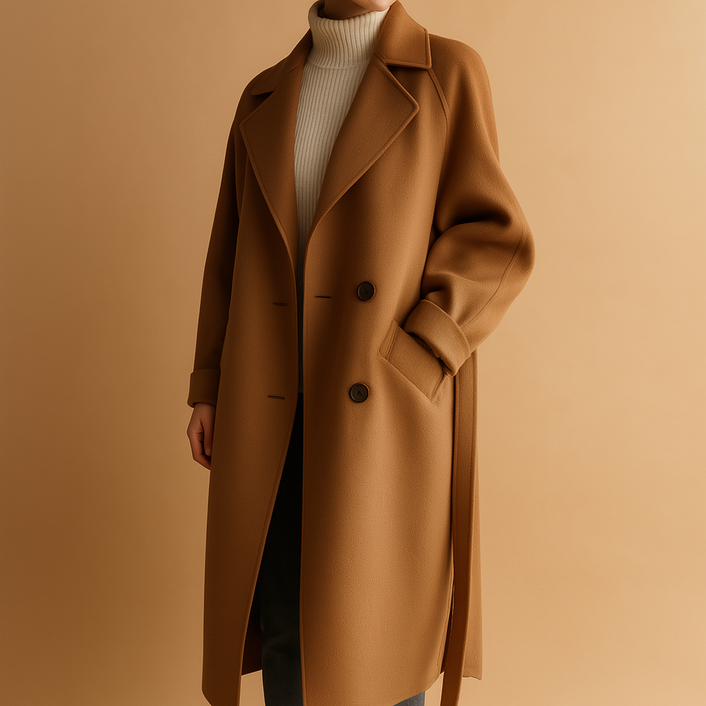 Manteau long femme Veerle – Hiver élégant à coupe cintrée et chaude