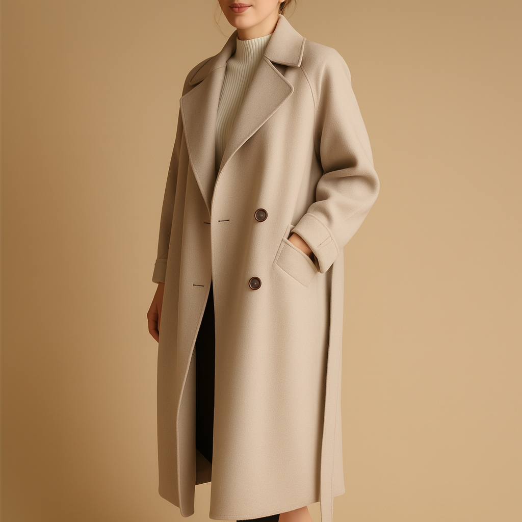 Manteau long femme Veerle – Hiver élégant à coupe cintrée et chaude