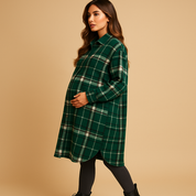 Manteau long femme Marit – coupe cintrée à carreaux effet laine