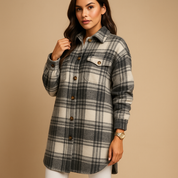 Manteau long femme Marit – coupe cintrée à carreaux effet laine