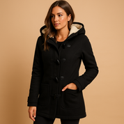 Manteau long femme Marije avec capuche – Chaud, coupe élégante et coupe-vent