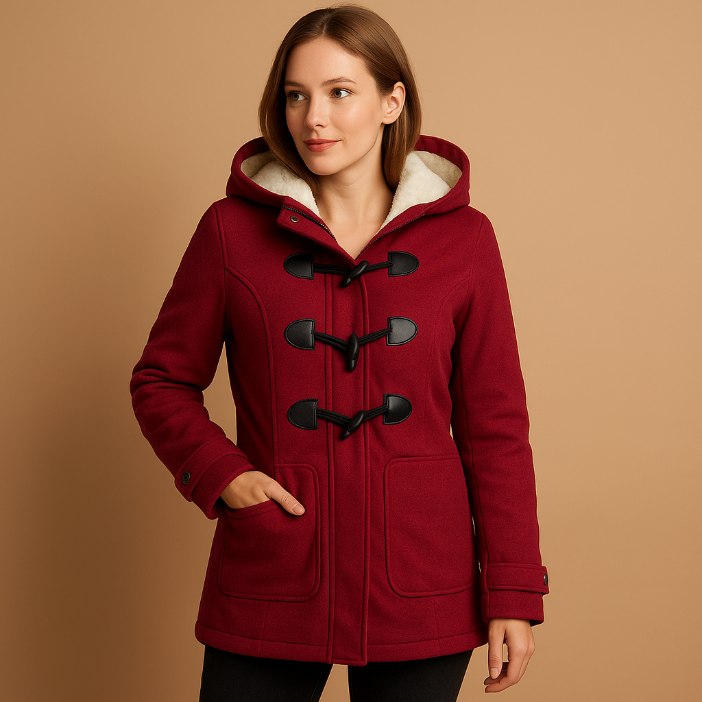 Manteau long femme Marije avec capuche – Chaud, coupe élégante et coupe-vent