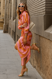 Louisa | Robe portefeuille femme | Élégante robe longue avec col