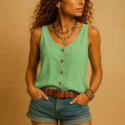Top Yara femme – débardeur d’été à col V & coupe ample légère