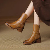 Bottines à talon carré élégantes – Zippées, confort & style sobr