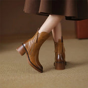 Bottines à talon carré élégantes – Zippées, confort & style sobr