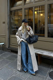Trench Femme MARLEEN – Manteau Long Élégant avec Ceinture & Coupe Classique