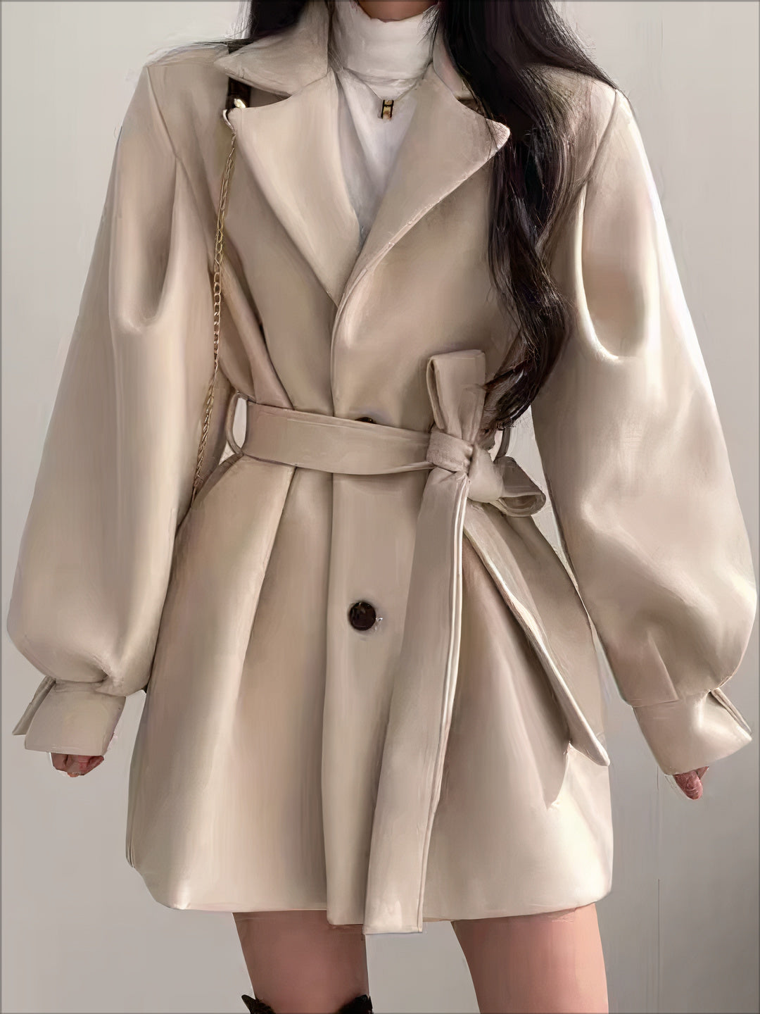 Manteau femme Elvira en laine — ceinturé & coupe mi-longue élégante