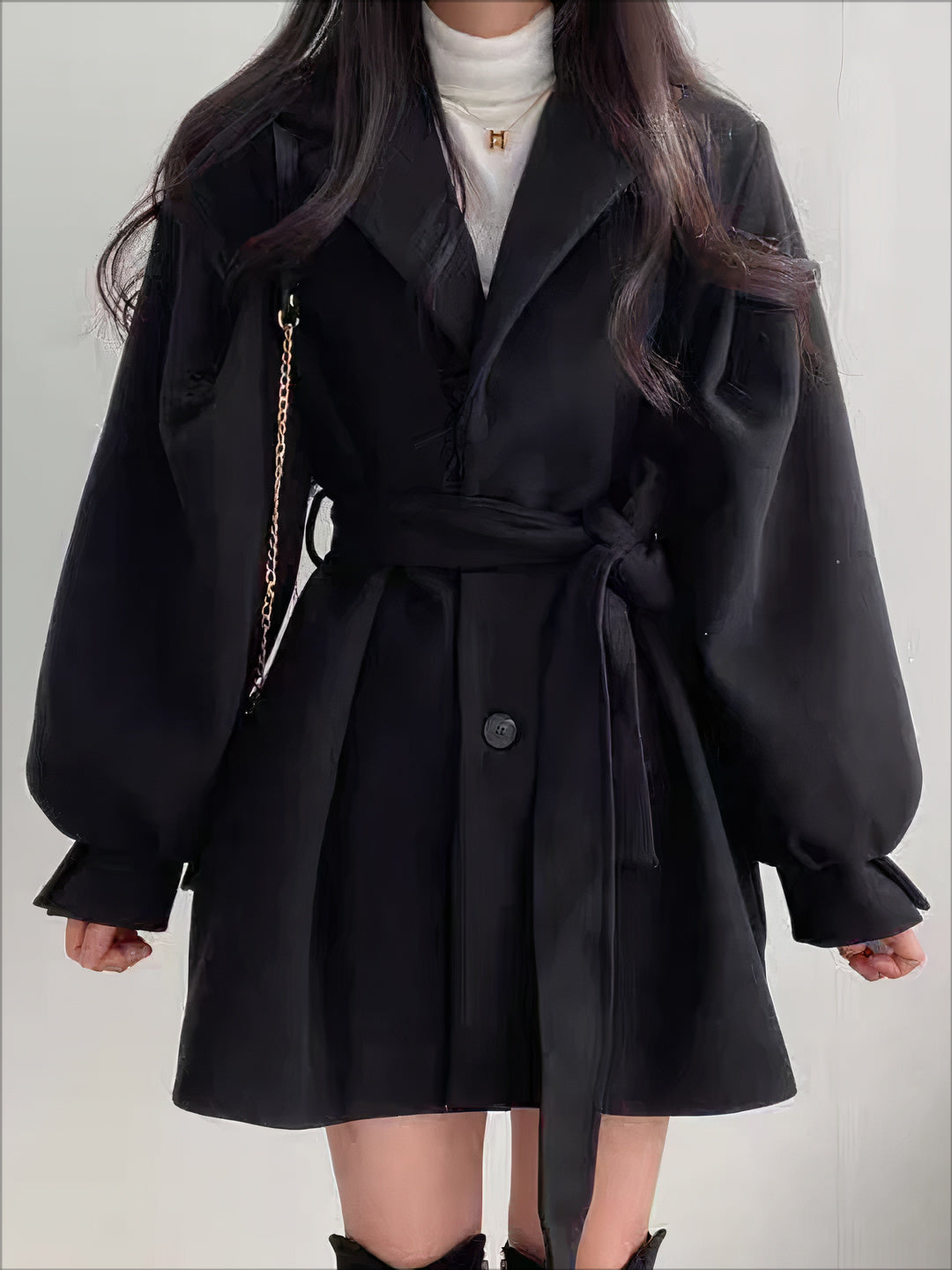 Manteau femme Elvira en laine — ceinturé & coupe mi-longue élégante