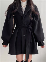 Manteau femme Elvira en laine — ceinturé & coupe mi-longue élégante
