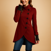 Manteau Veerle oversize asymétrique long col boutons – Style audacieux