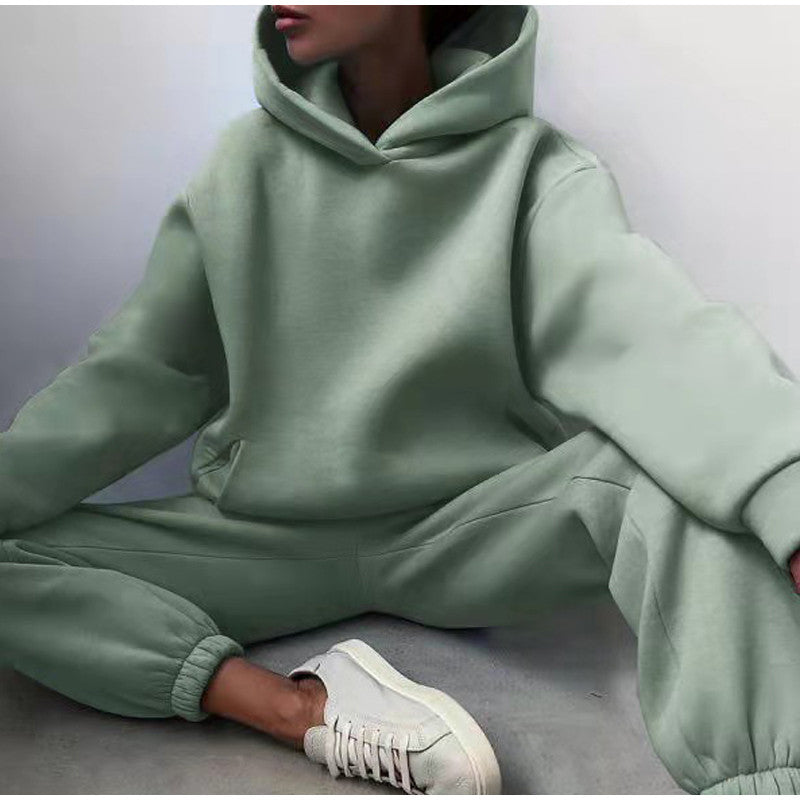 Ensemble jogging oversize taille haute – Hoodie + pantalon doux & tendance