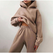 Ensemble jogging oversize taille haute – Hoodie + pantalon doux & tendance