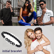 Bracelet Pip perles noires à lettres – bijou personnalisé fête des Mères