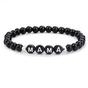 Bracelet Pip perles noires à lettres – bijou personnalisé fête des Mères