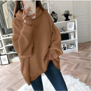 Pull femme élégant col montant en maille coton cachemire – Coupe douce chic