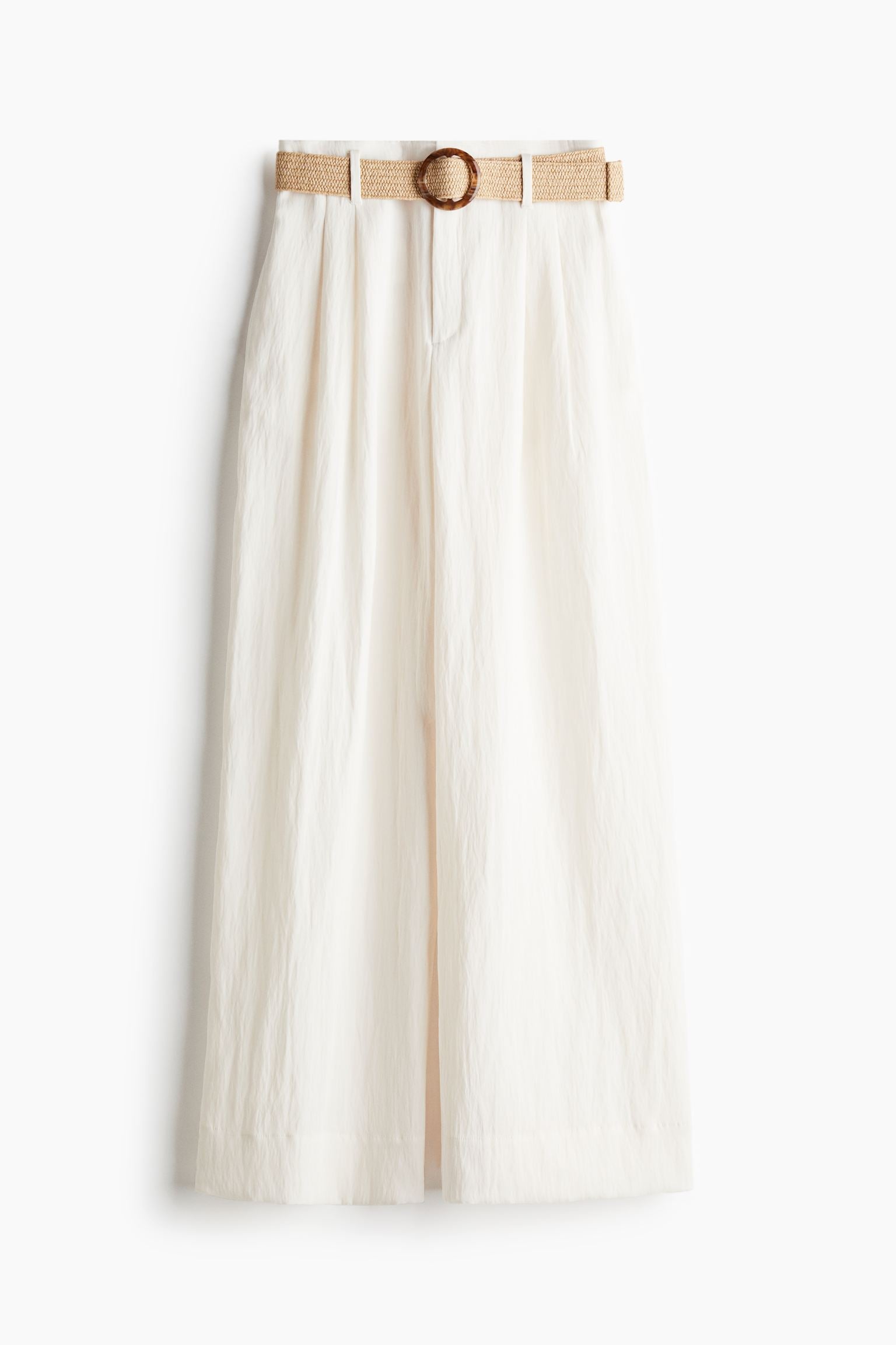 Pantalon Sara femme oversize taille haute & ceinture tressée