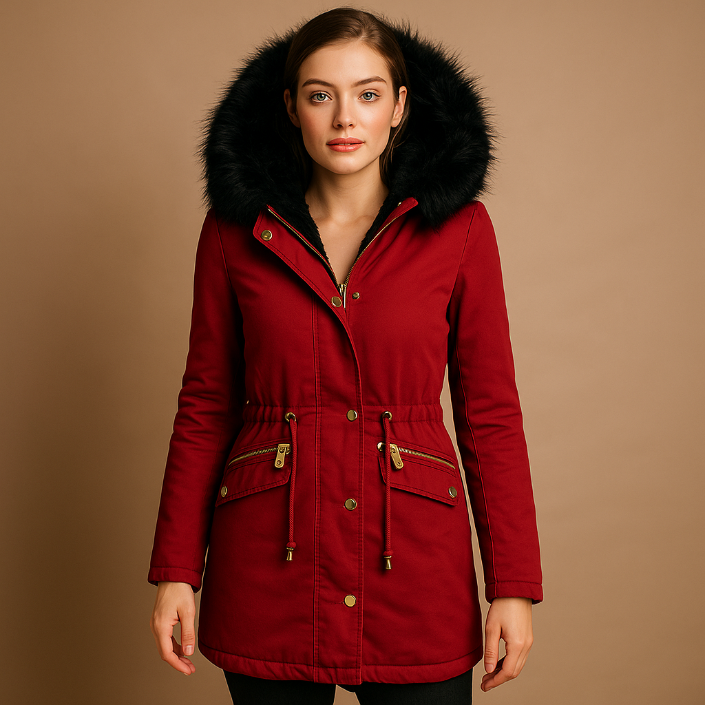 Manteau d’hiver thermo femme Anouk – capuche à fausse fourrure & isolation chaude