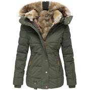 Manteau d’hiver femme — parka chaude avec col et doublure en fausse fourrure